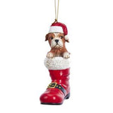 Santa Boot BULLDOG Dog Breed Resin Christmas Ornament RETIRED