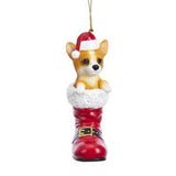 Santa Boot WELSH CORGI Dog Breed Resin Christmas Ornament RETIRED