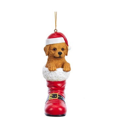 Santa Boot GOLDEN DOODLE Dog Breed Resin Christmas Ornament RETIRED