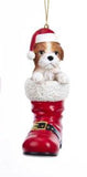 Santa Boot SHIH TZU Brown Dog Breed Resin Christmas Ornament RETIRED