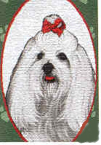Woven Fabric MALTESE Dog Breed Christmas Stocking...Clearance Priced