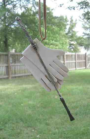 ENGLISH Horse RIDING CROP/GLOVES White Resin Christmas Ornament