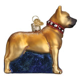 Old World Christmas PITBULL STAFFORDSHIRE Glass Dog Ornament RETIRED