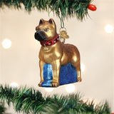 Old World Christmas PITBULL STAFFORDSHIRE Glass Dog Ornament RETIRED