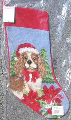 Xmas Stocking CAVALIER KING CHARLES Needlepoint Christmas Stocking NIP