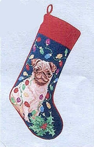 Xmas Stocking PUG Needlepoint Christmas Stocking NIP