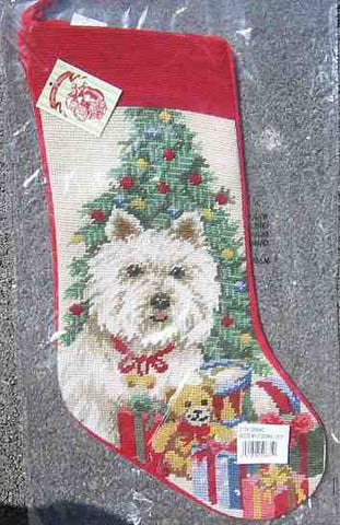 Xmas Stocking WESTIE TERRIER Needlepoint Christmas Stocking NIP