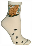 Cat Feline TABBY CAT ORANGE Adult Size Medium Socks/Natural USA Made