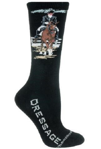 Horse Socks DRESSAGE HORSE Adult Socks/Black size Medium Made in USA