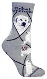 Adult Socks GREAT PYRENEES Dog Breed Gray size Medium Made in USA