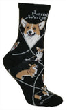 Adult Socks WELSH CORGI Dog Breed Black size Medium Made in USA
