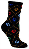 Adult Socks DOG PAW PRINT Dog Breed Black size Medium...Clearance Priced