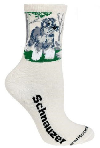 Adult Socks SCHNAUZER Dog Breed Natural size Medium Made in USA