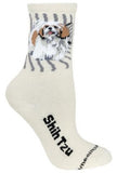Adult Socks SHIH TZU Brn/Wht Dog Breed Natural size Medium Made in USA
