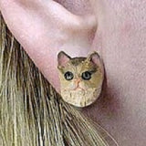 Post Back TABBY CAT BROWN Feline Resin Head Earrings...Clearance Priced