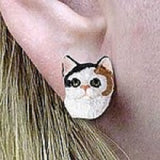 Post Back CALICO CAT Feline Resin Head Earrings...Clearance Priced