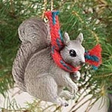 Small Animal Wildlife GRAY SQUIRREL Miniature Resin Xmas Tiny Ornament