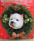 Wreath Xmas Ornament WESTIE Dog Breed Christmas Ornament RETIRED