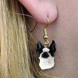 Dangle Style BOSTON TERRIER Dog Head Resin Earrings Jewelry...Clearance Priced