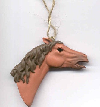 Resin MUSTANG Horse Head Chestnut Xmas Ornament...Clearance Priced