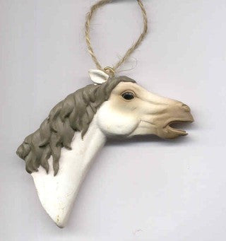 Resin MUSTANG Horse Head Gray Xmas Ornament...Clearance Priced