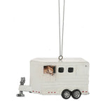 Resin HORSE TRAILER White Xmas Ornament...Clearance Priced