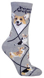Adult Socks WELSH CORGI PEMBROKE Dog Breed Gray size Medium Made in USA